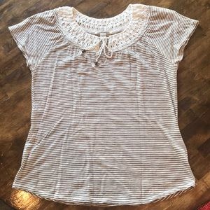 Lucky Brand Crochet Short Sleeve Top